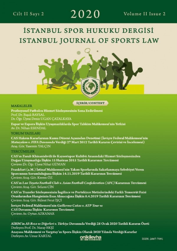 Profesyonel Futbolcu Hizmet Sözleşmesinin Sona Erdirilmesi Profesyonel Futbolcu Hizmet Sözleşmesinin Sona Erdirilmesi